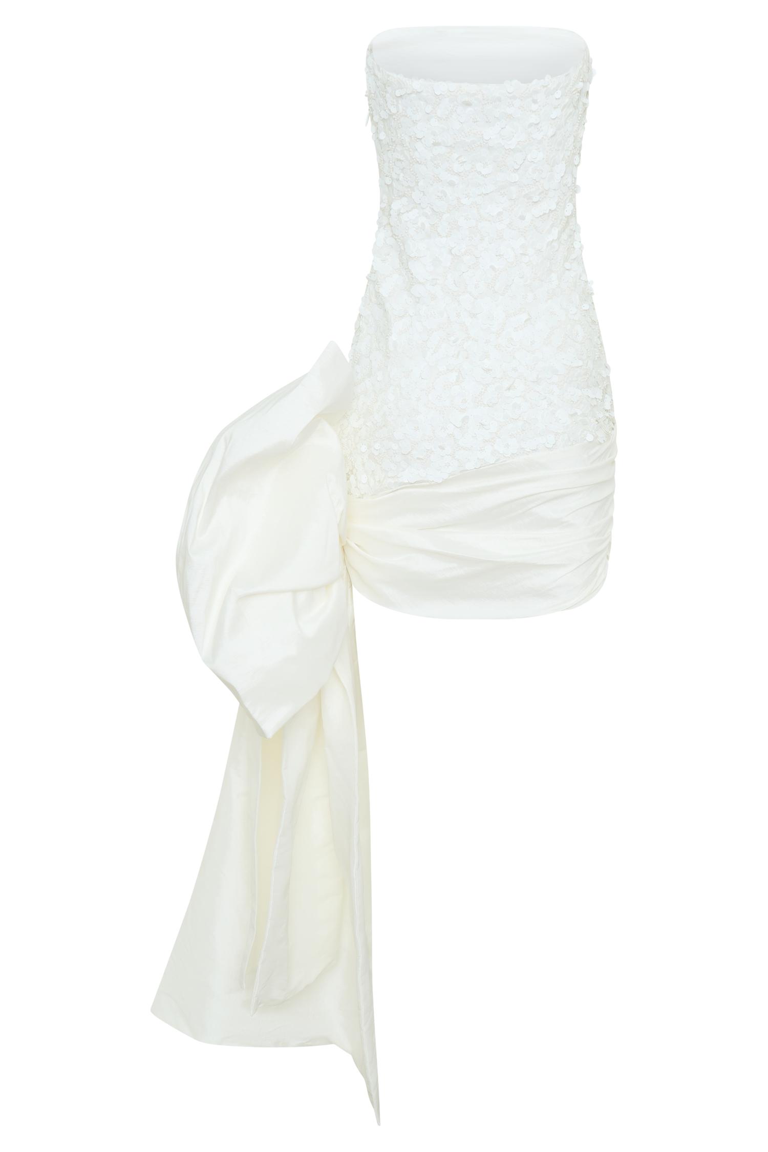 Franka Strapless Bow Mini Dress - White Product Image