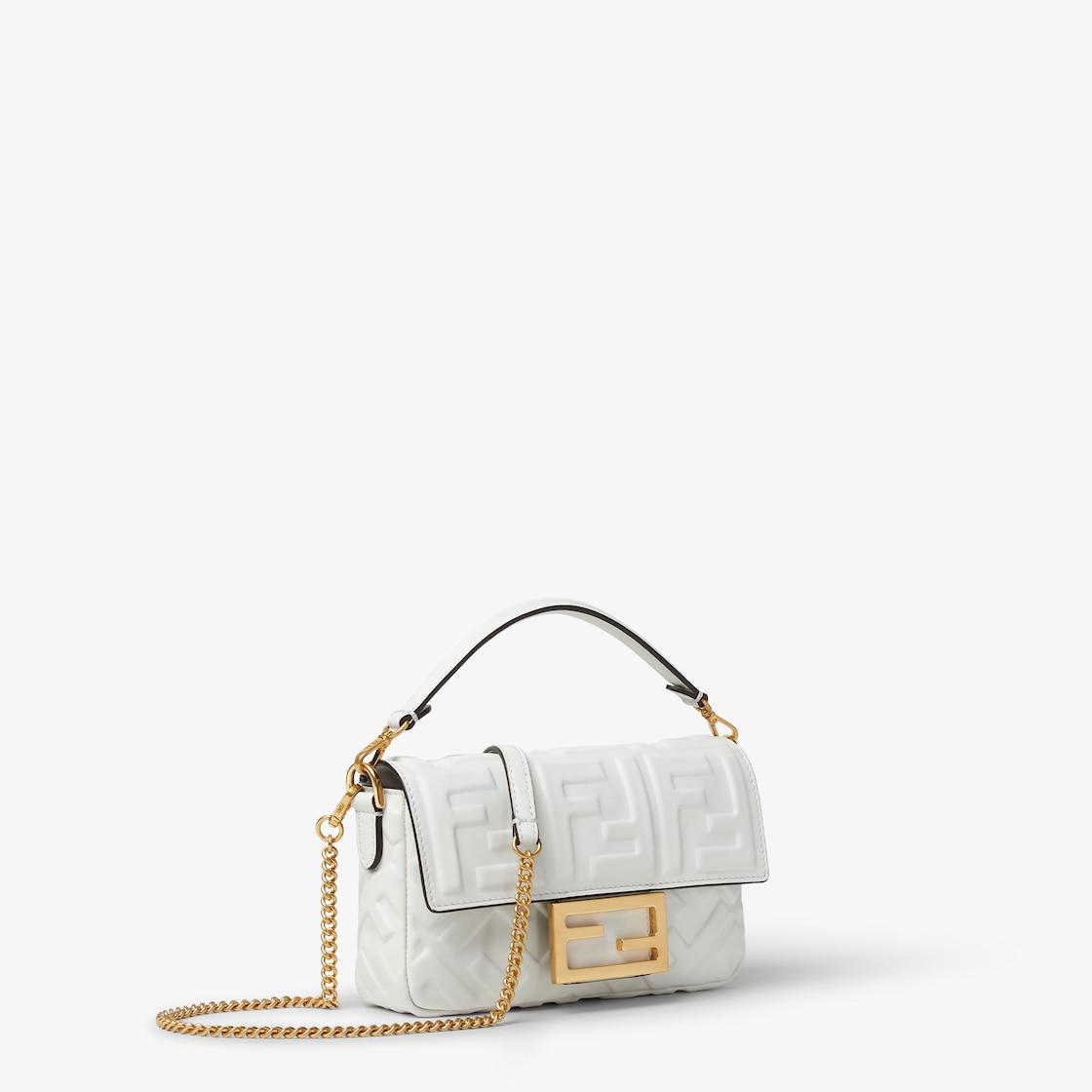 Baguette MiniWhite leather bag Product Image