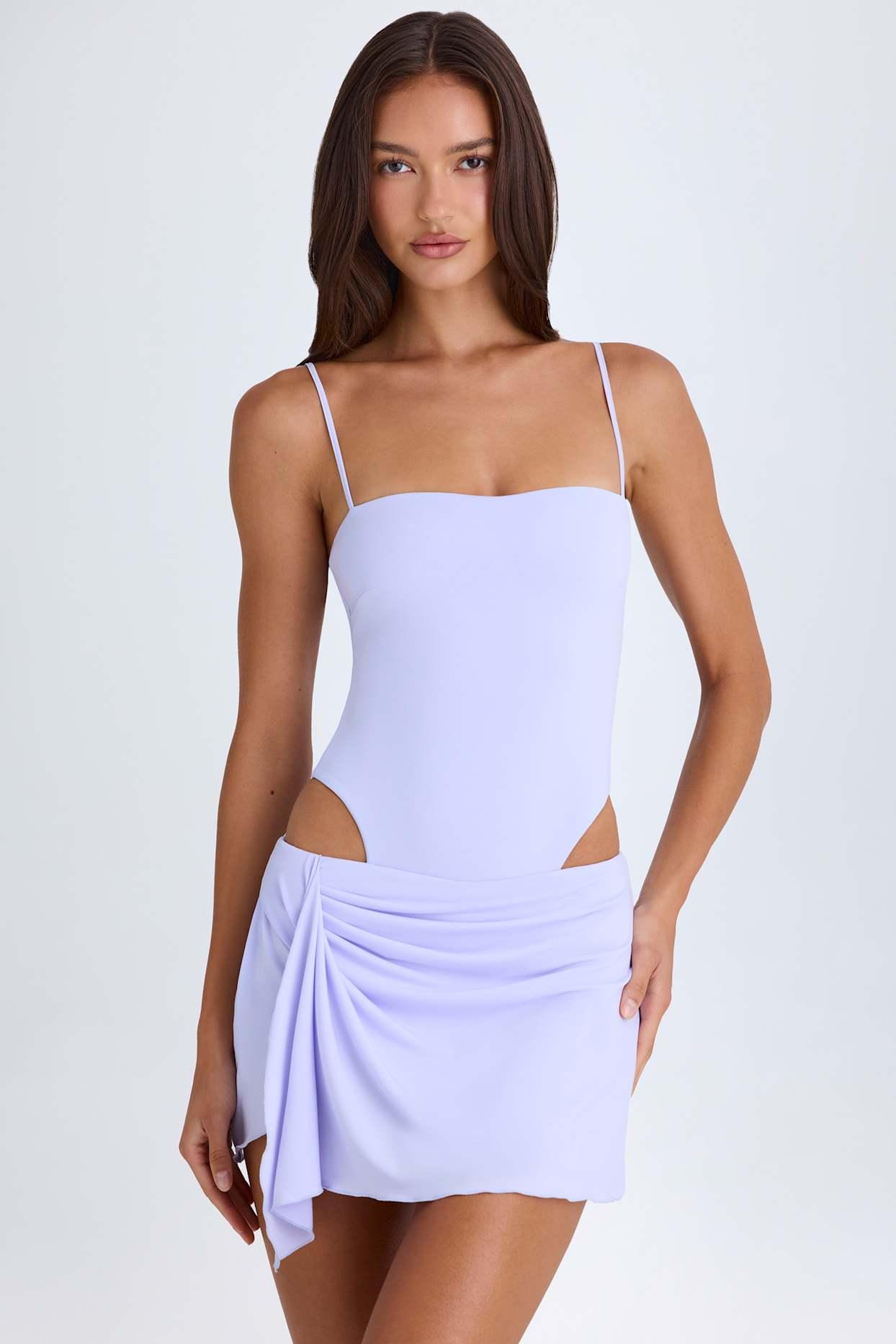 Draped Cut-Out Mini Dress in Soft Lilac Product Image