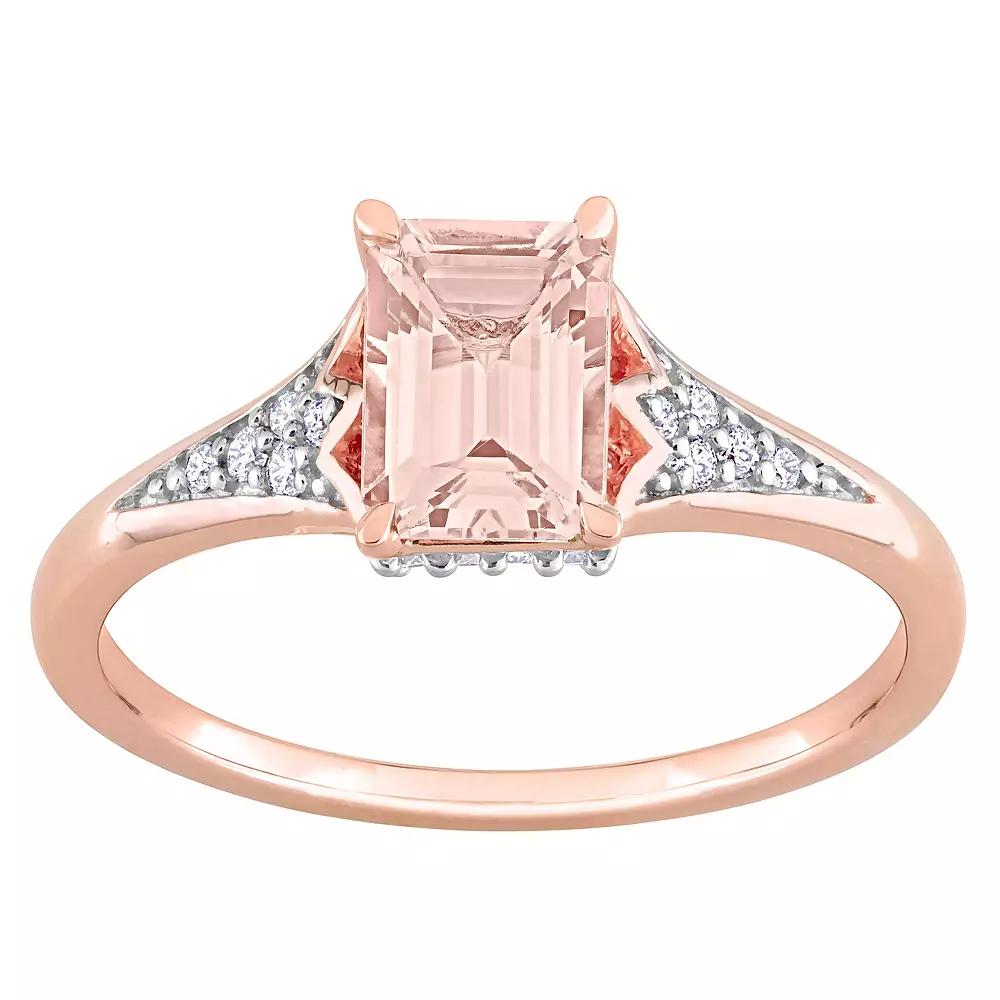 Stella Grace 10k Rose Gold Morganite & 1/10 Carat T.W. Diamond Engagement Ring, Women's, 10k Rsgold Product Image