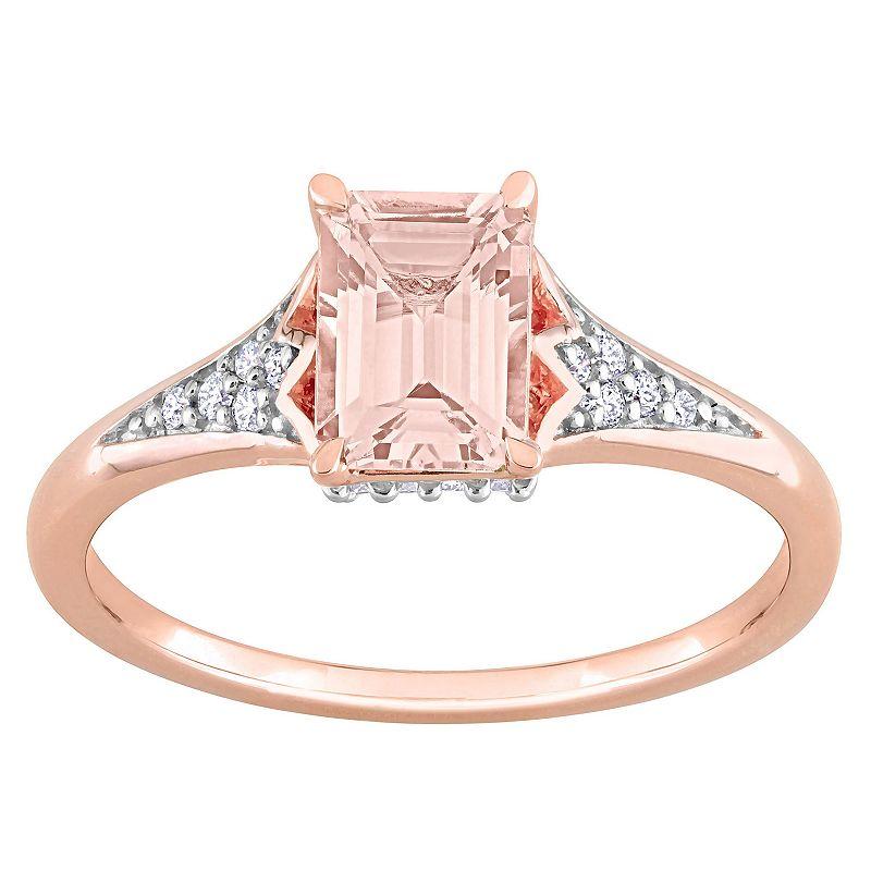 Stella Grace 10k Rose Gold Morganite & 1/10 Carat T.W. Diamond Engagement Ring, Women's, 10k Rsgold Product Image