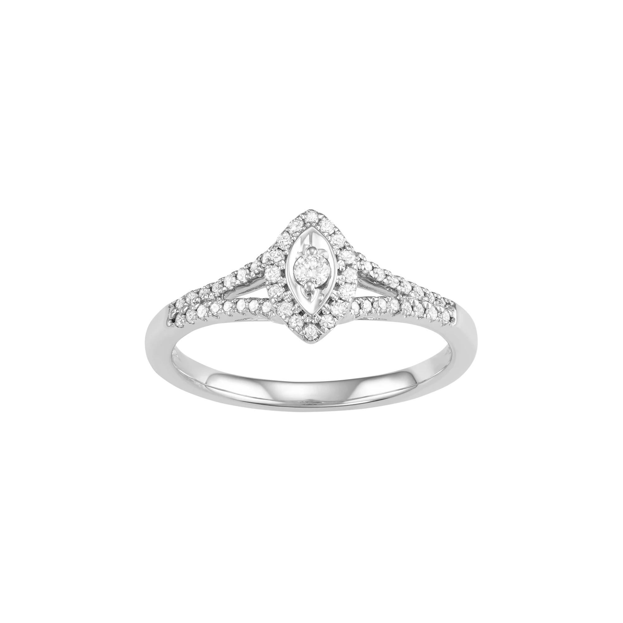 10k White Gold 1/4 Carat T.W. Diamond Marquise Engagement Ring, Women's,  Product Image