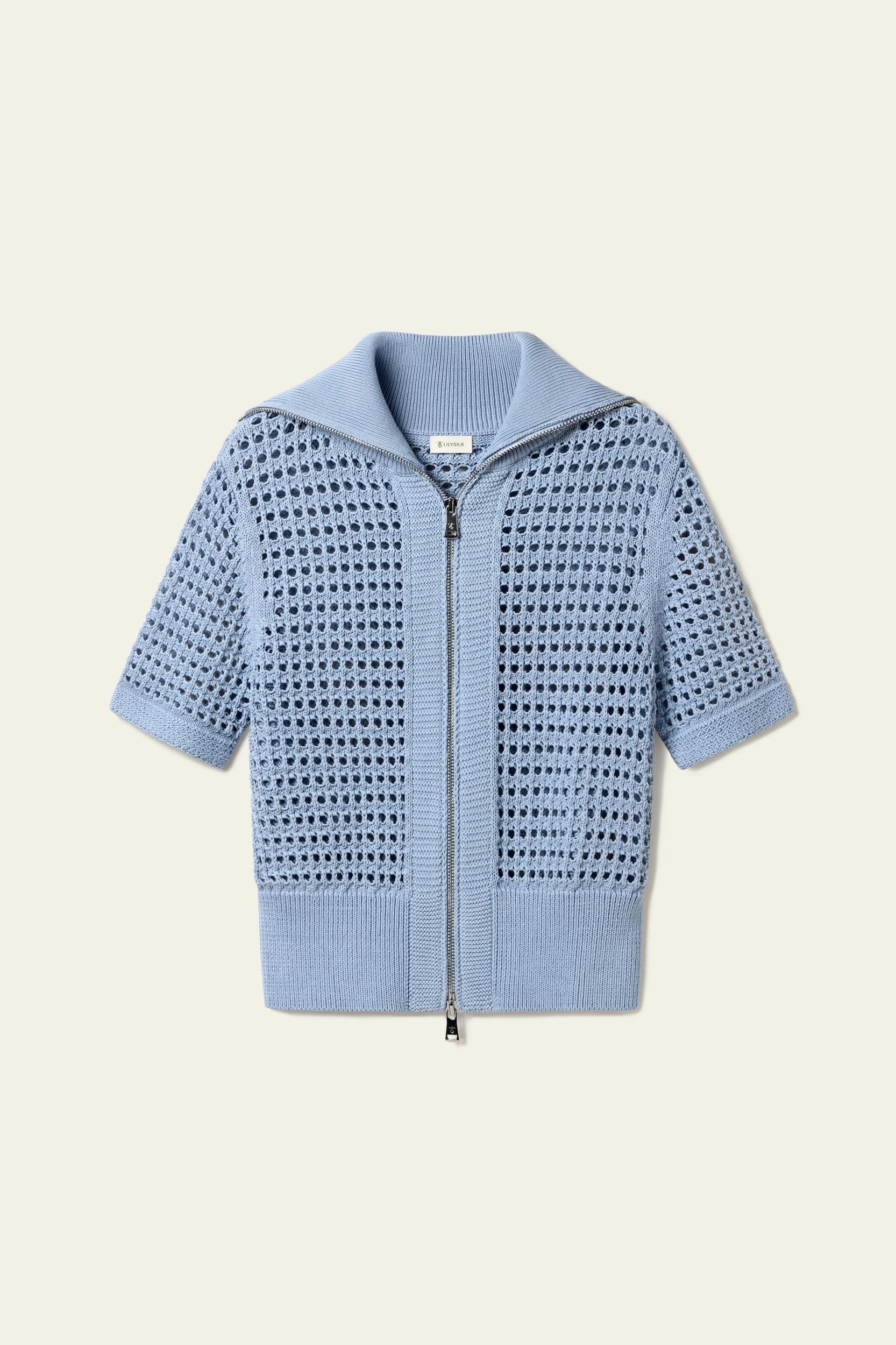 Toscana Pointelle Knit Double-Zip Cardigan Product Image