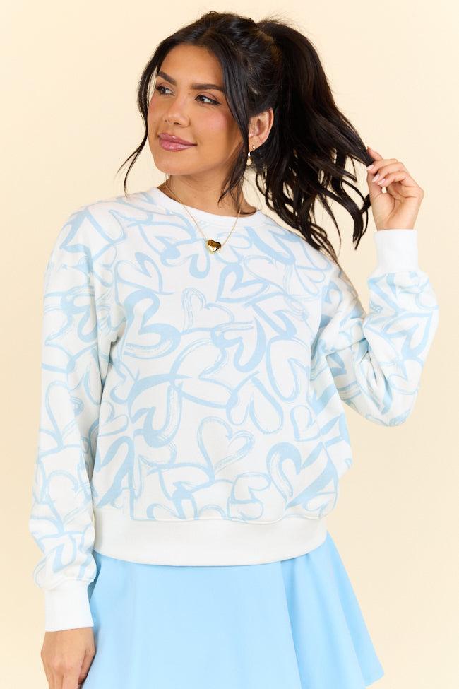 Heart Like Mine Blue and Ivory Abstract Heart Sweatshirt FINAL SALE Product Image