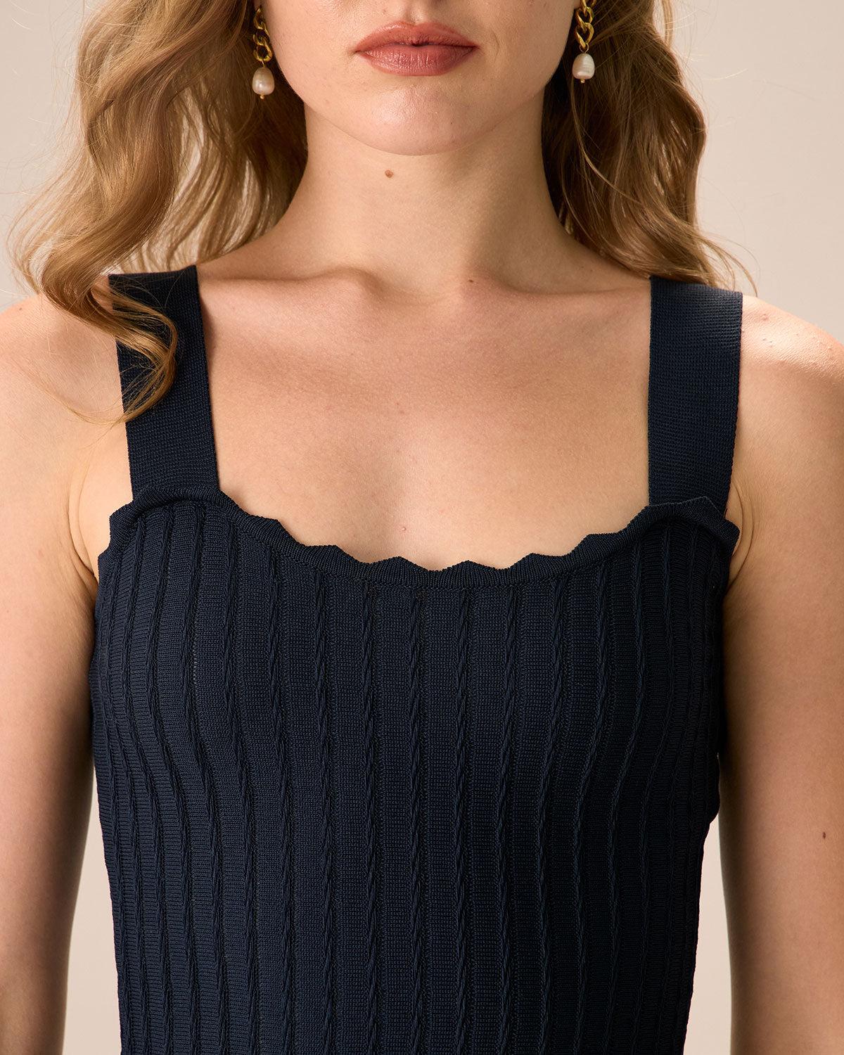 Women's Navy Knitted Sweater Dress Female Product Image