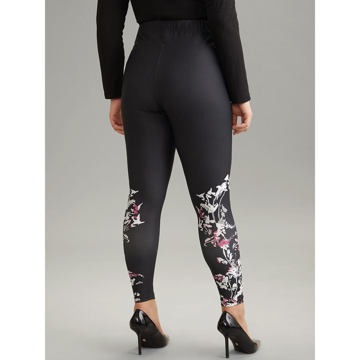Plus Size Boho Print High Rise Skinny Leggings Women Black Elegant High stretch Skinny High Rise Dailywear Leggings BloomChic 22-24/3X Product Image