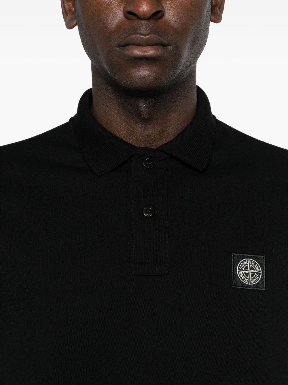 STONE ISLAND Mens Black Brand-patch Regular-fit Stretch-cotton Polo Shirt Xl Product Image