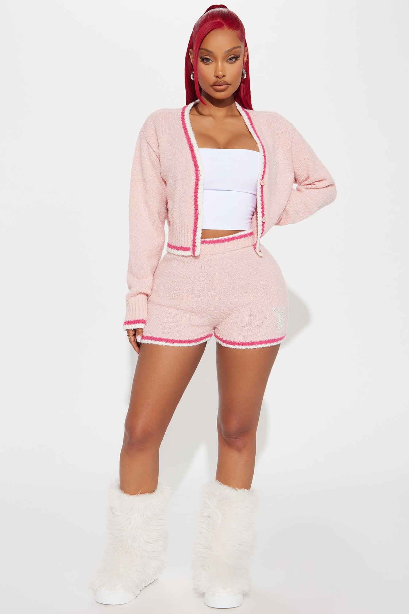 Playboy Princess Rhinestone Cozy Shorts - Pink Female Product Image