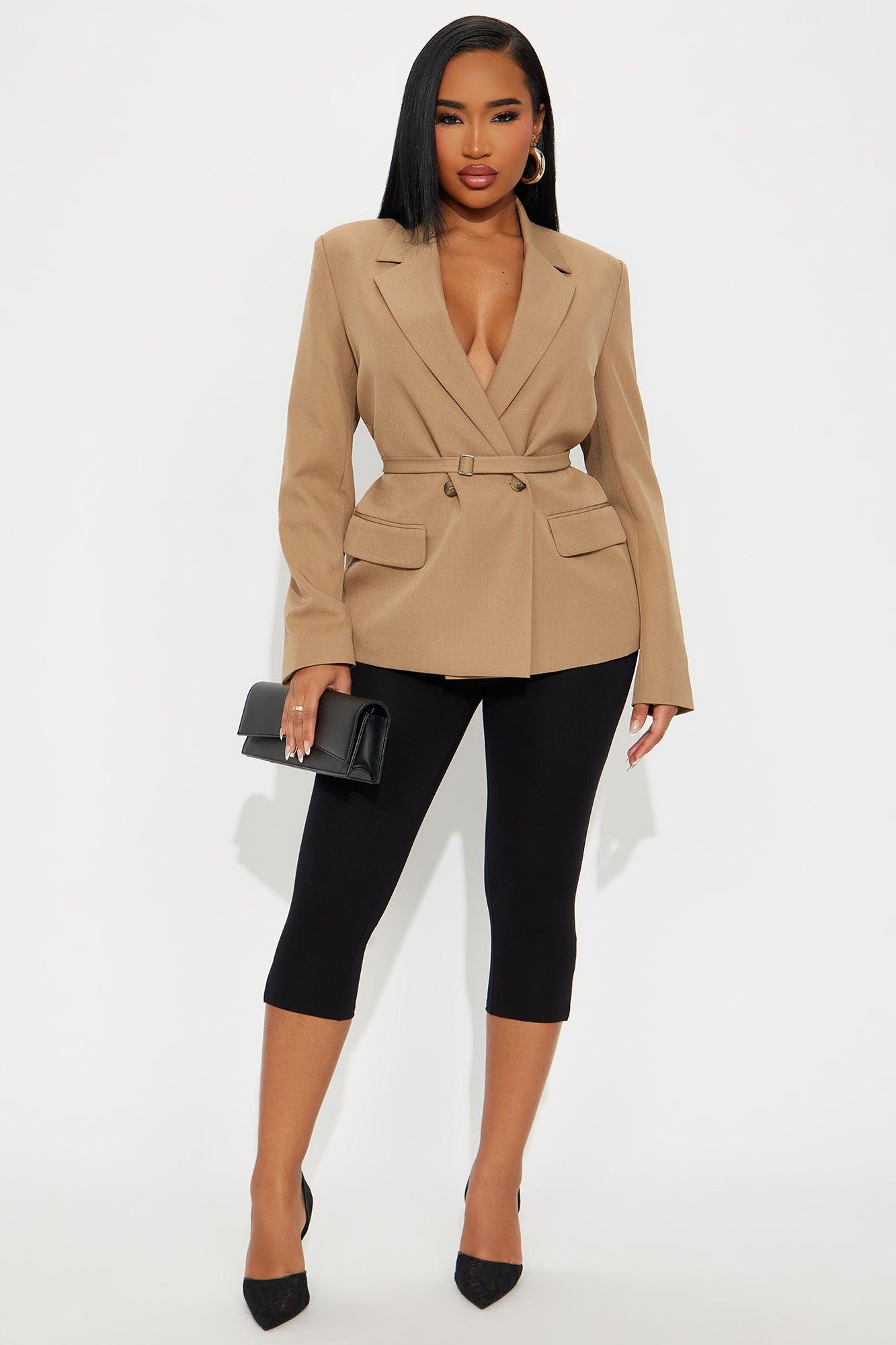 Darlene Belted Blazer - Khaki Female Product Image