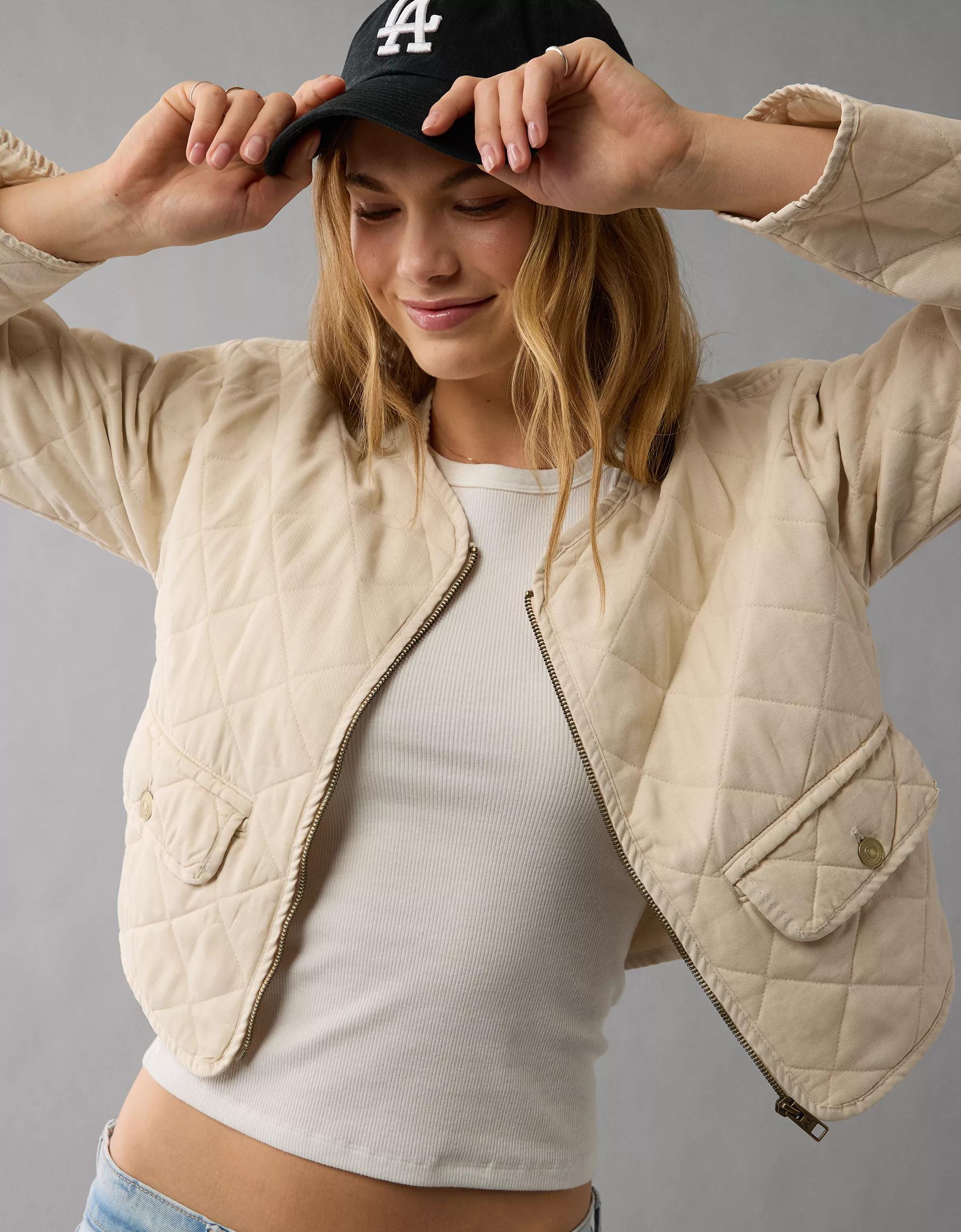 AE Collarless Quilted Jacket Product Image