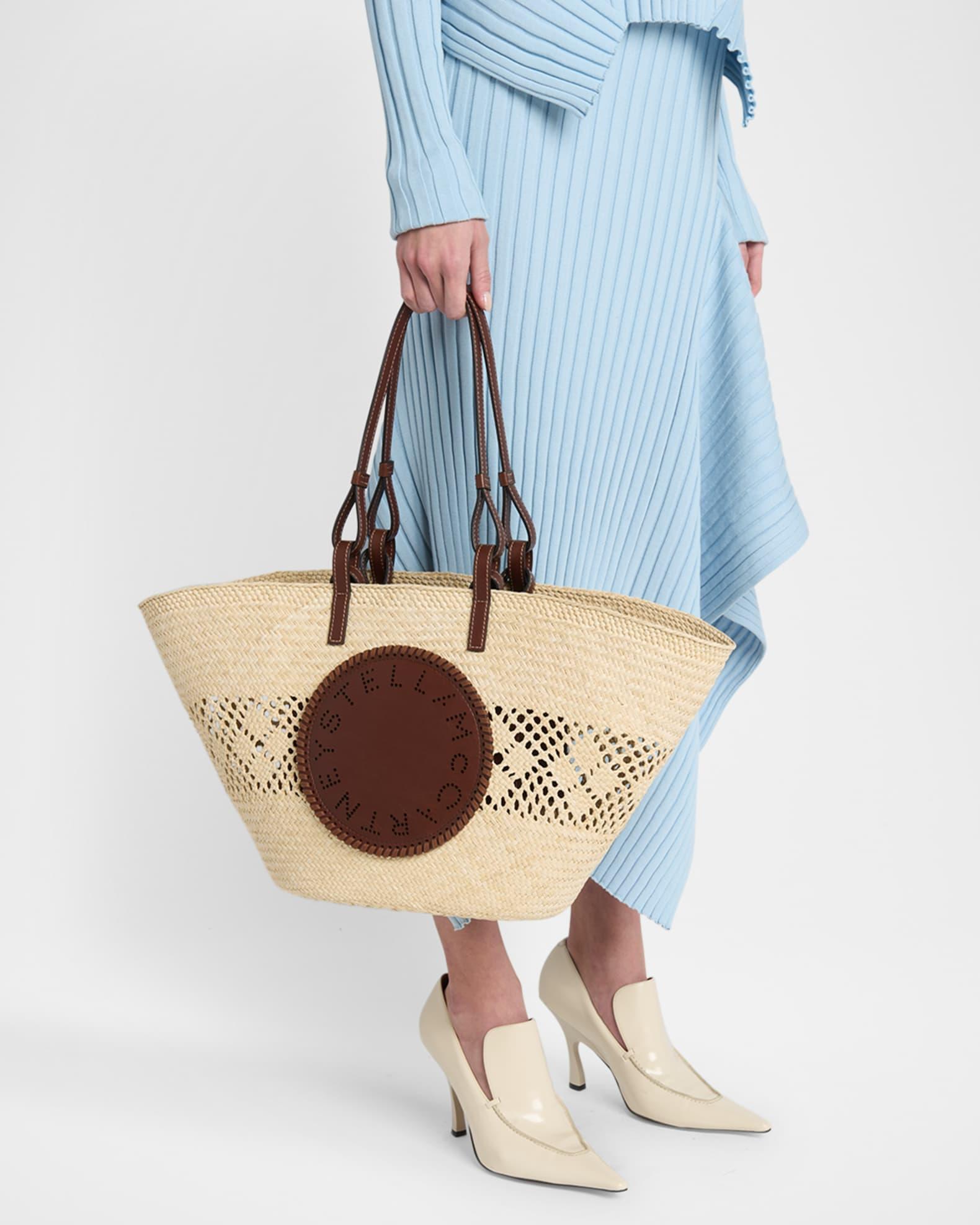 Small Logo Raffia Basket Tote Bag Product Image