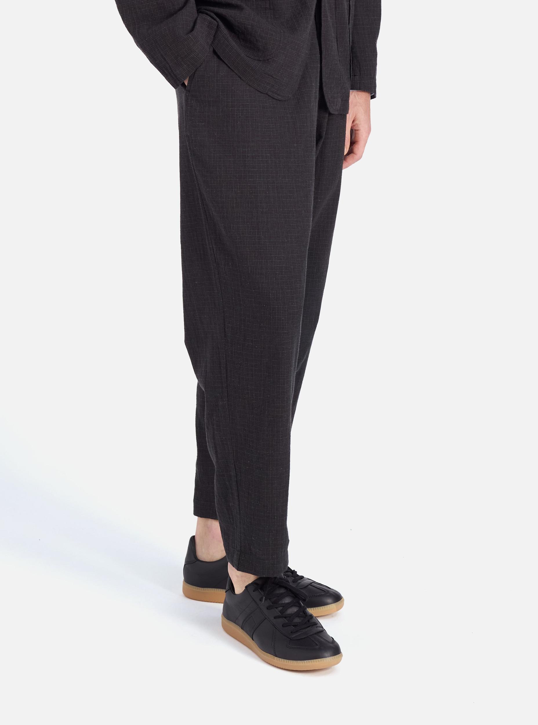 Universal Works Pleated Track Pant in Charcoal Fine Linen Mix Product Image