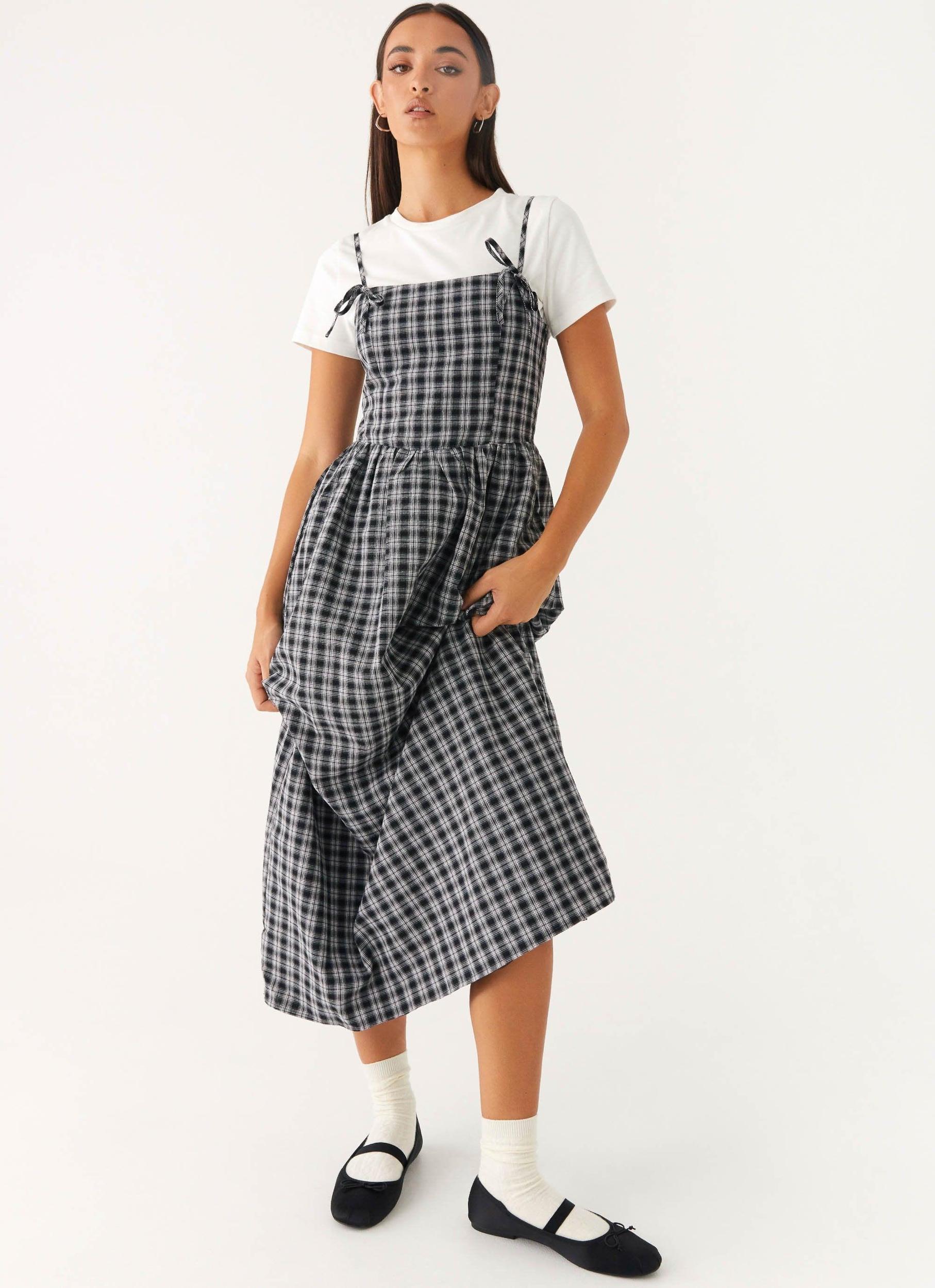Ramsey Midi Dress - White Black Check Product Image