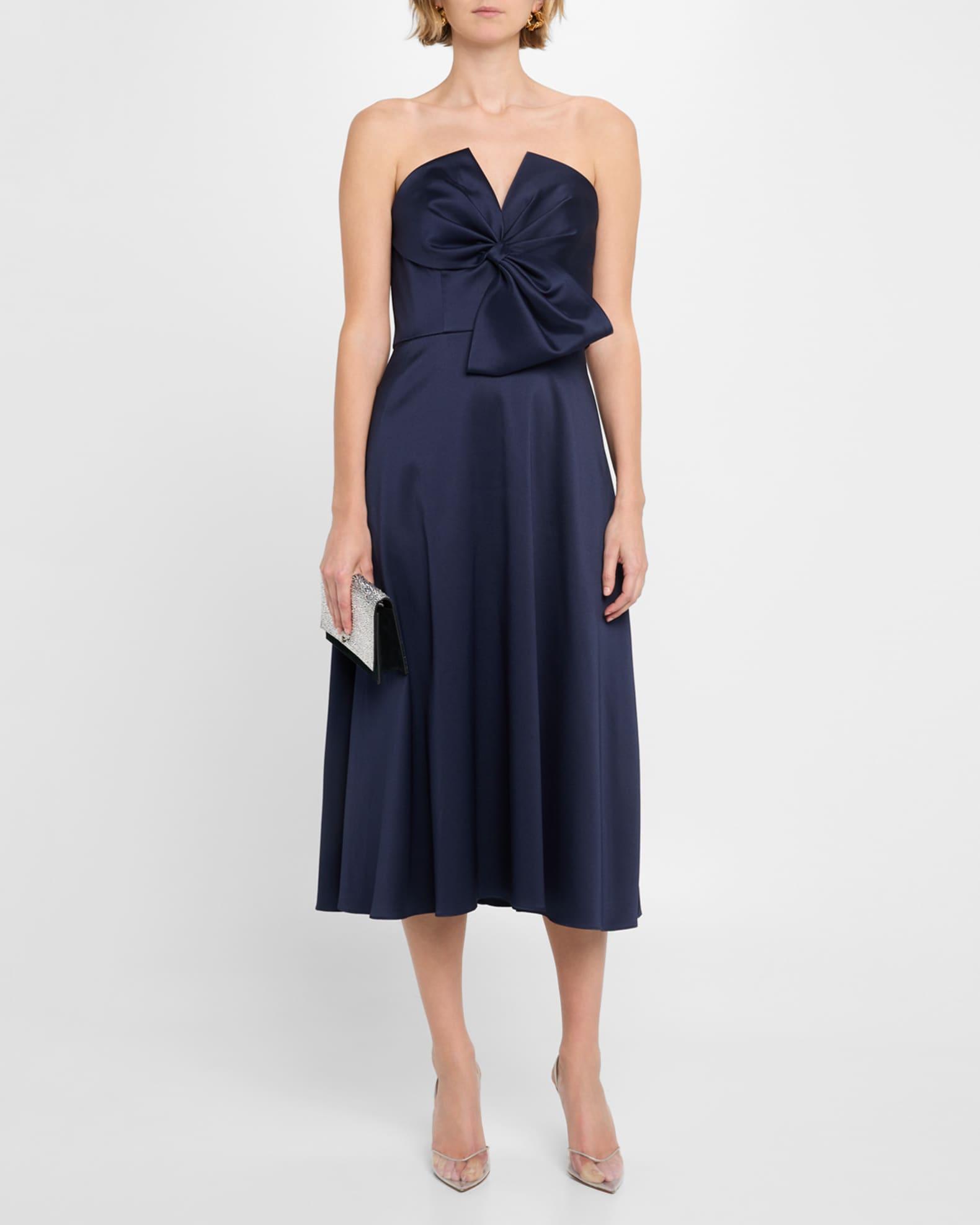 Strapless Bow-Front Stretch Mikado Midi Dress Product Image