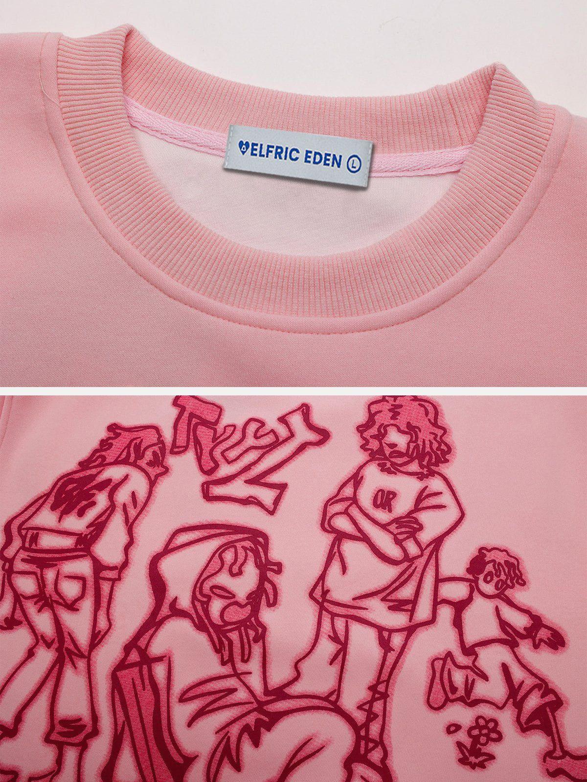 Aelfric Eden Cartoon Line Character Graphic Sweatshirt Product Image