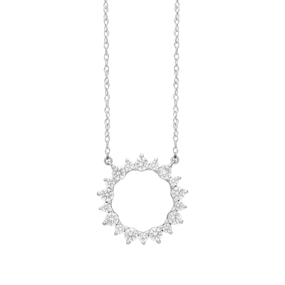 Love Always Sterling Silver Lab-Created White Sapphire Sunburst Necklace, Women's, Size: 15-17" ADJ Product Image