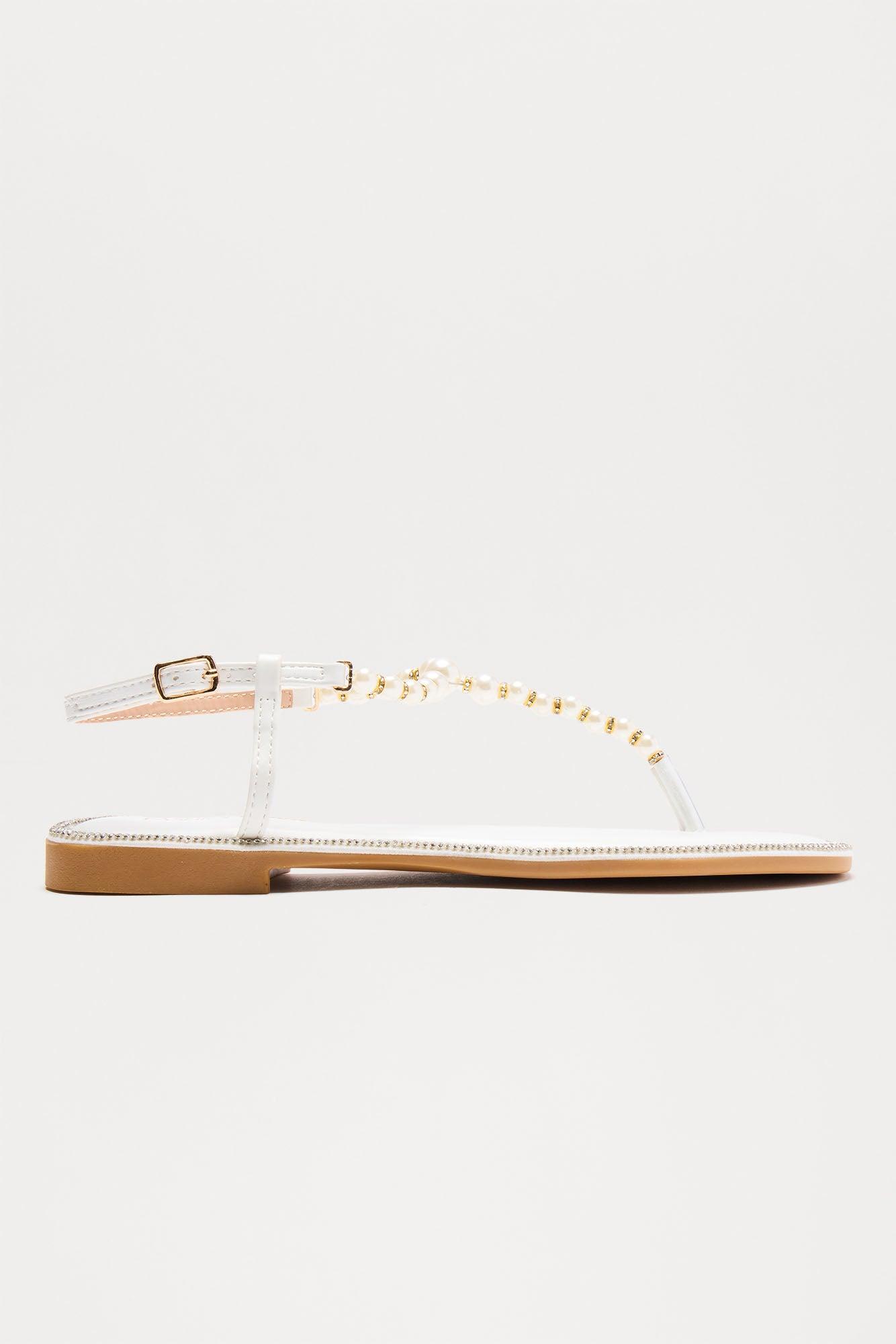 Liz Pearl Strappy Sandals - White Female Product Image