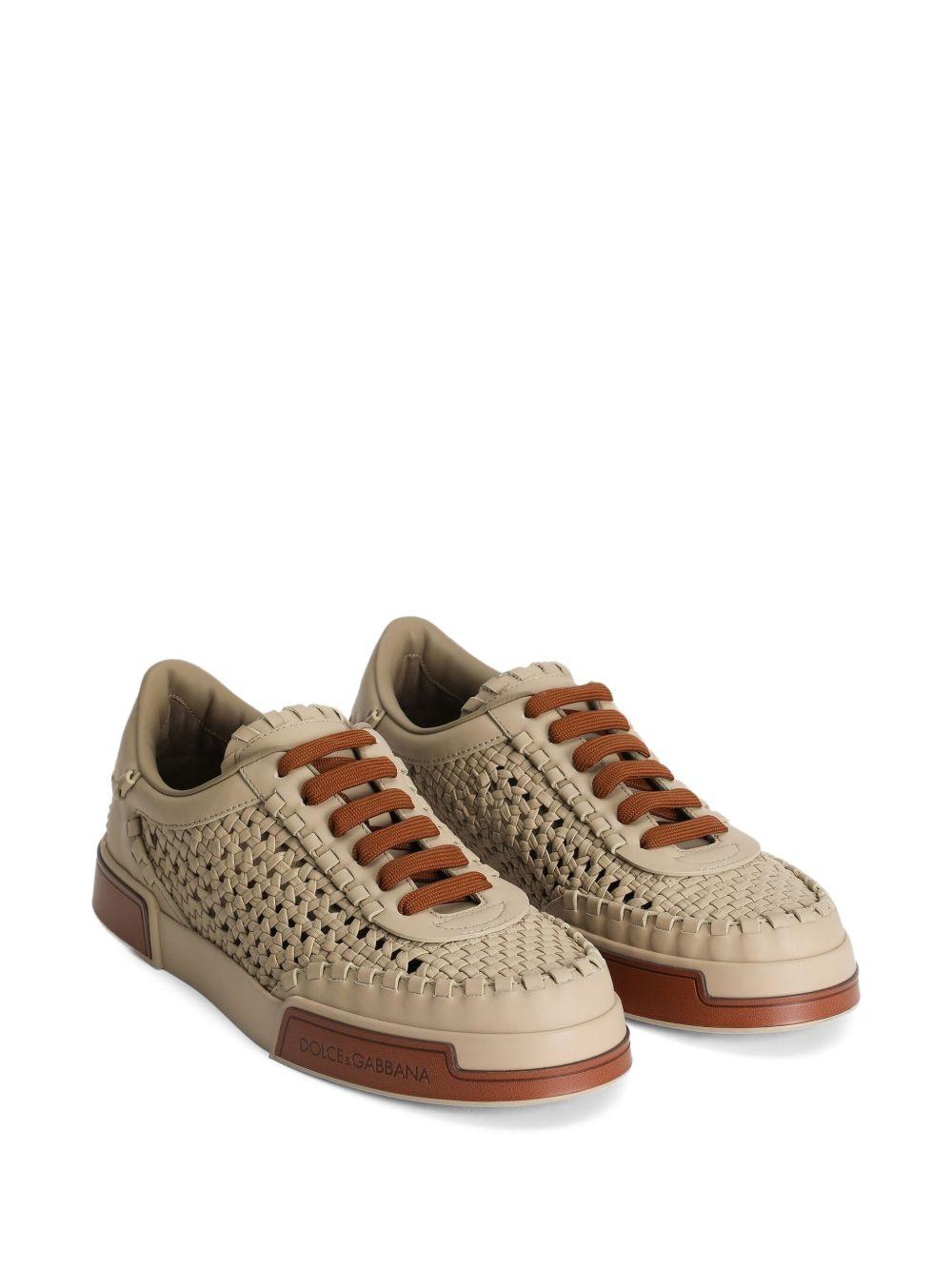 mesh-panelling leather sneakers Product Image