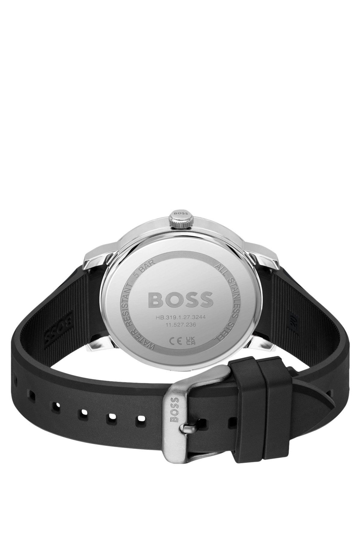 BOSS - Silicone-strap watch with blue dial Product Image