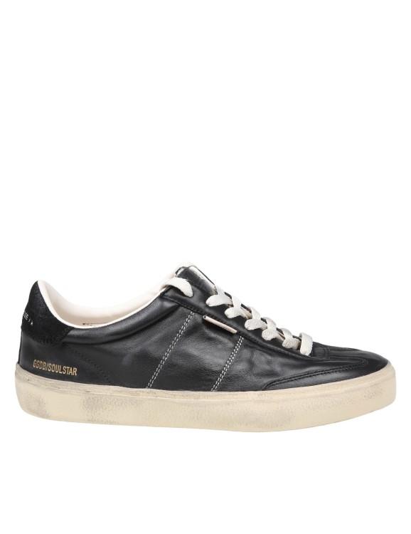 GOLDEN GOOSE Deluxe Brand Vintage-inspired Black Leather Sneakers With Contrasting White Laces Product Image