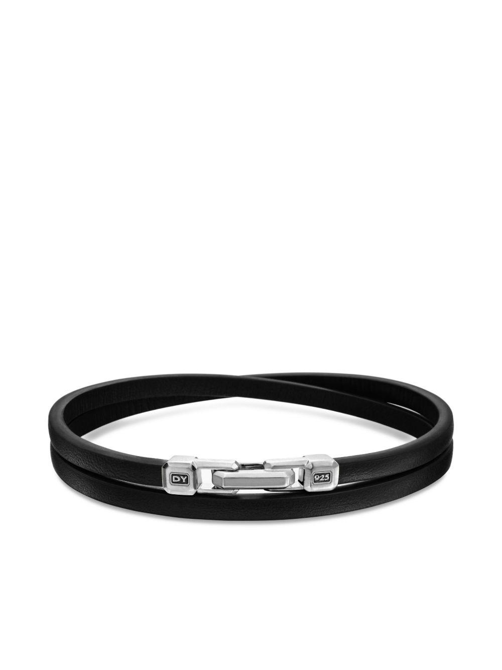 sterling silver Streamline Double Wrap leather bracelet (4mm) Product Image