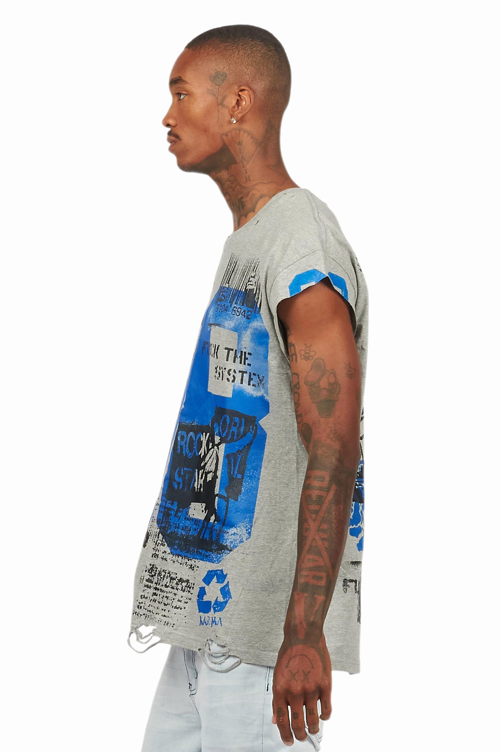 Grill Heather Grey Graphic Muscle T-Shirt Male Product Image