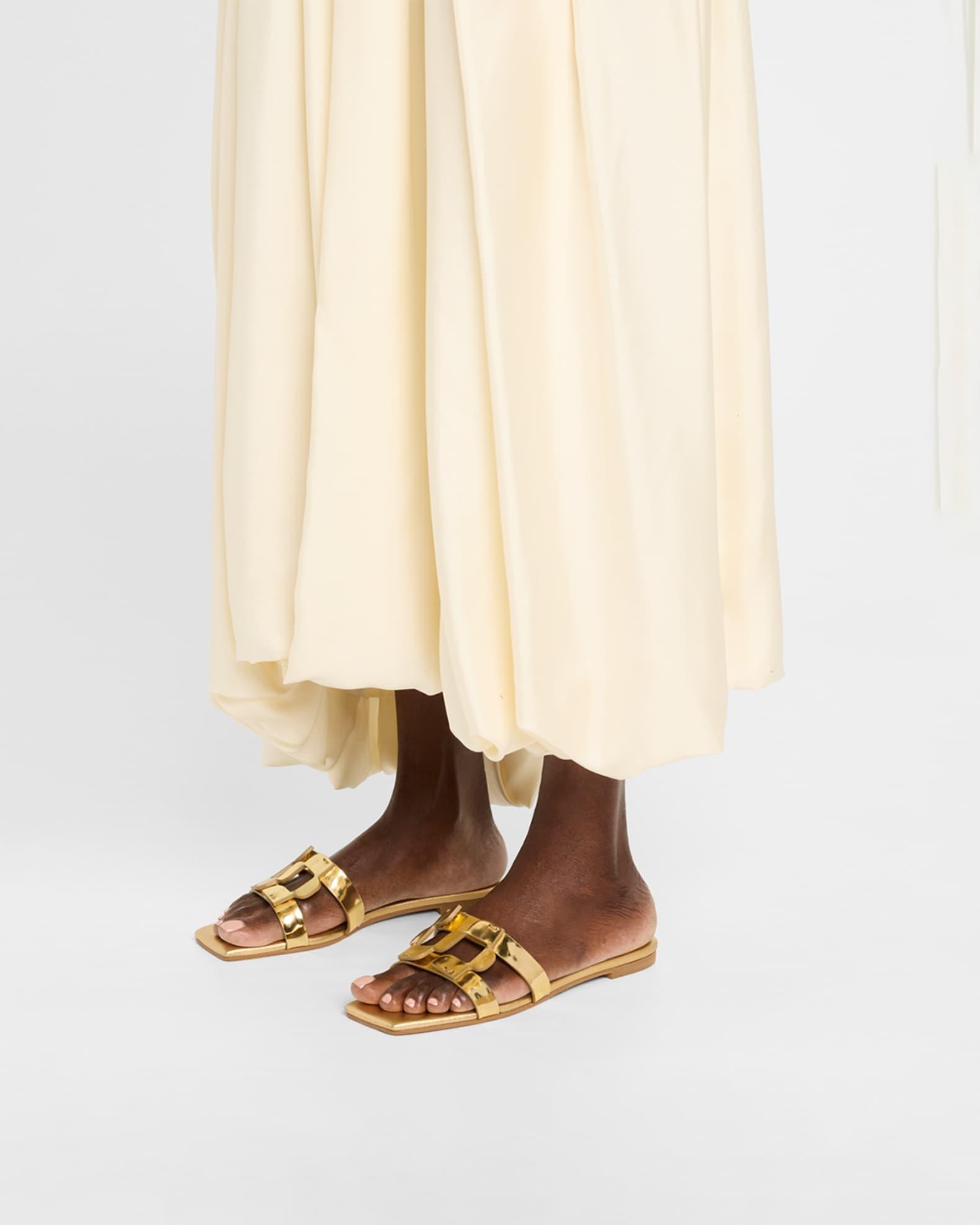 Metallic Monogram Flat Slide Sandals Product Image