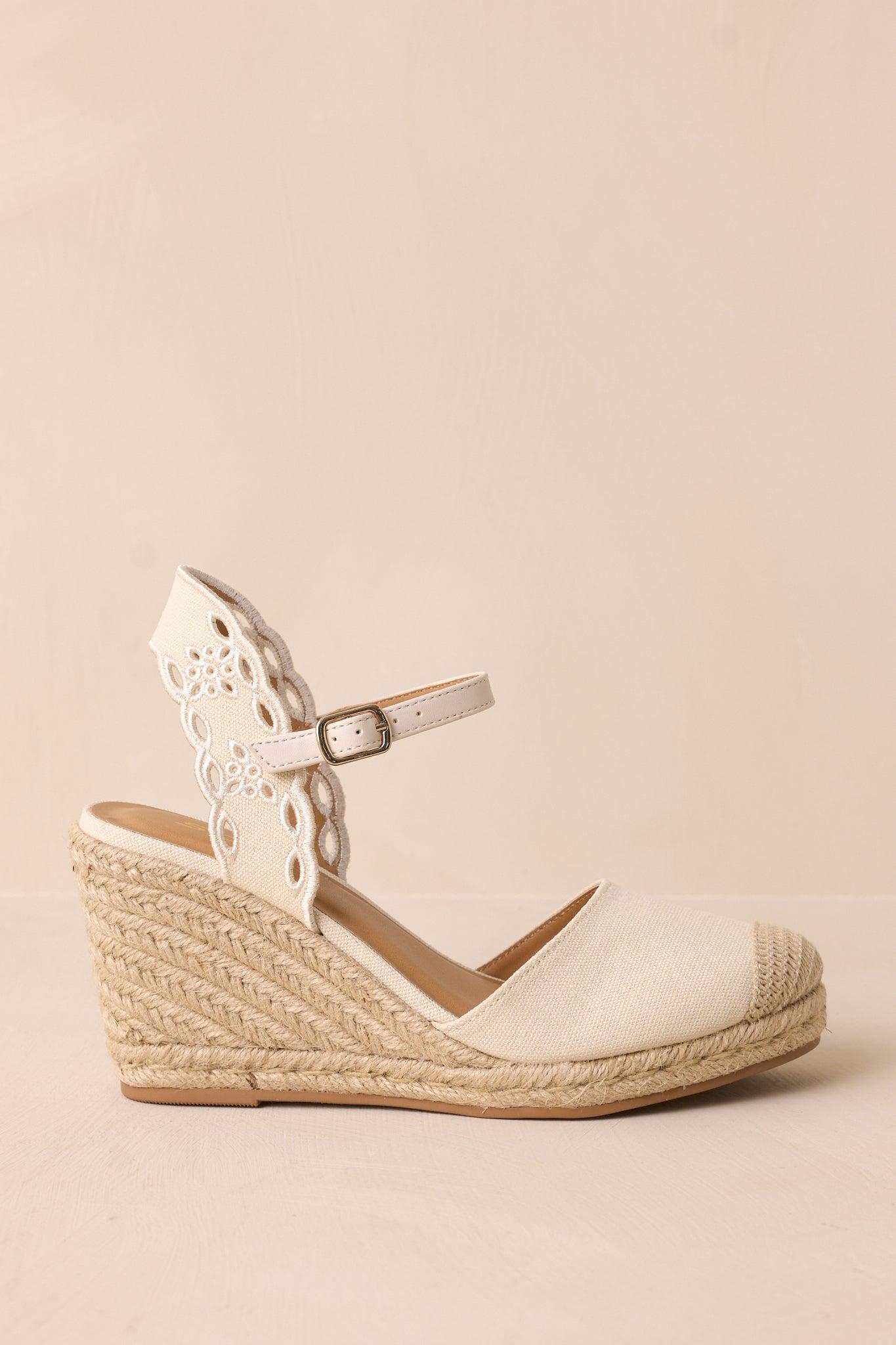 Along The Shore Beige Espadrille Platform Wedges Product Image
