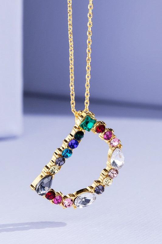 Multi Colored Rhinestone Letter Necklace Product Image