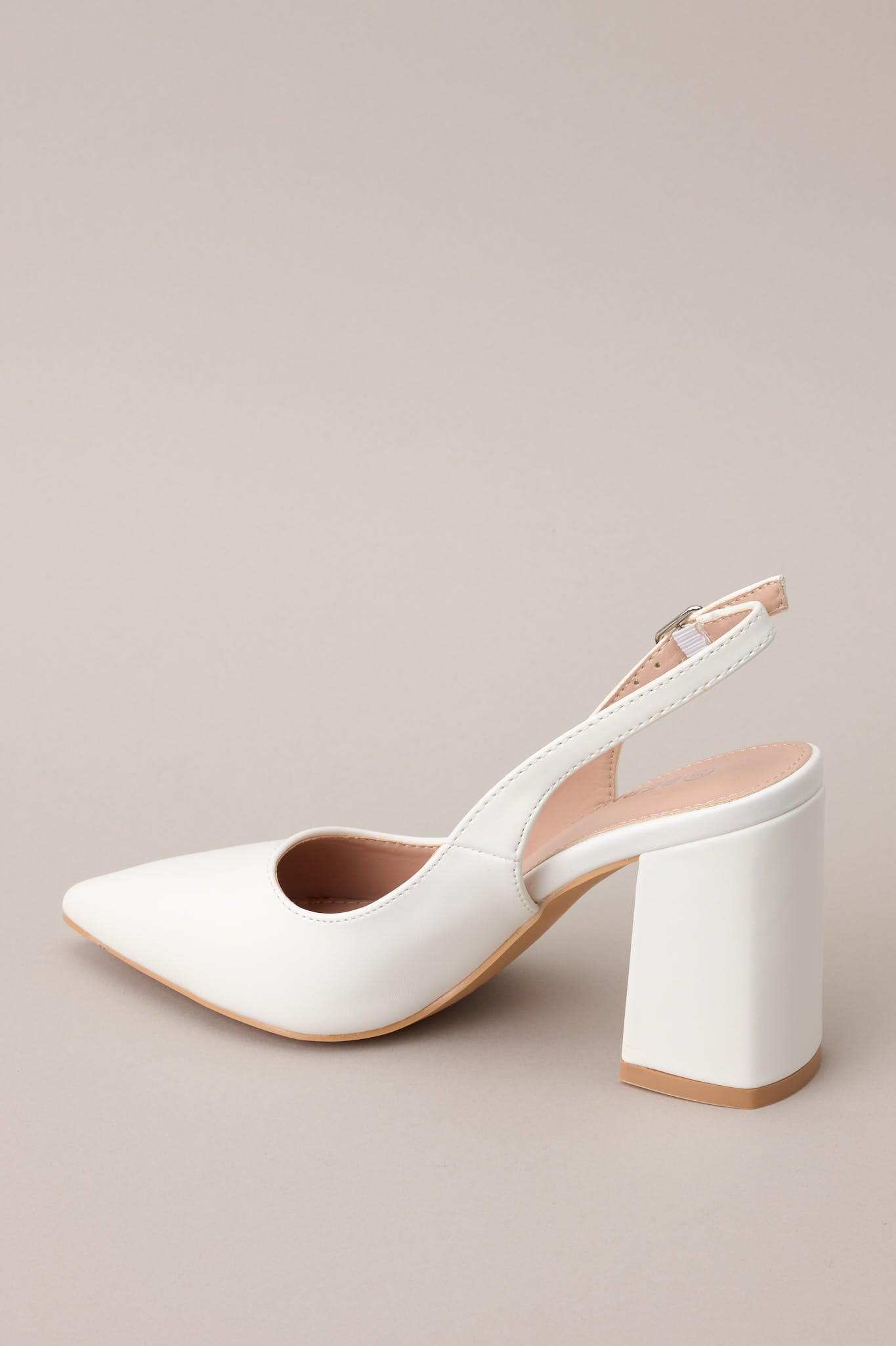 Elegant Elevation White Slingback Heels Product Image
