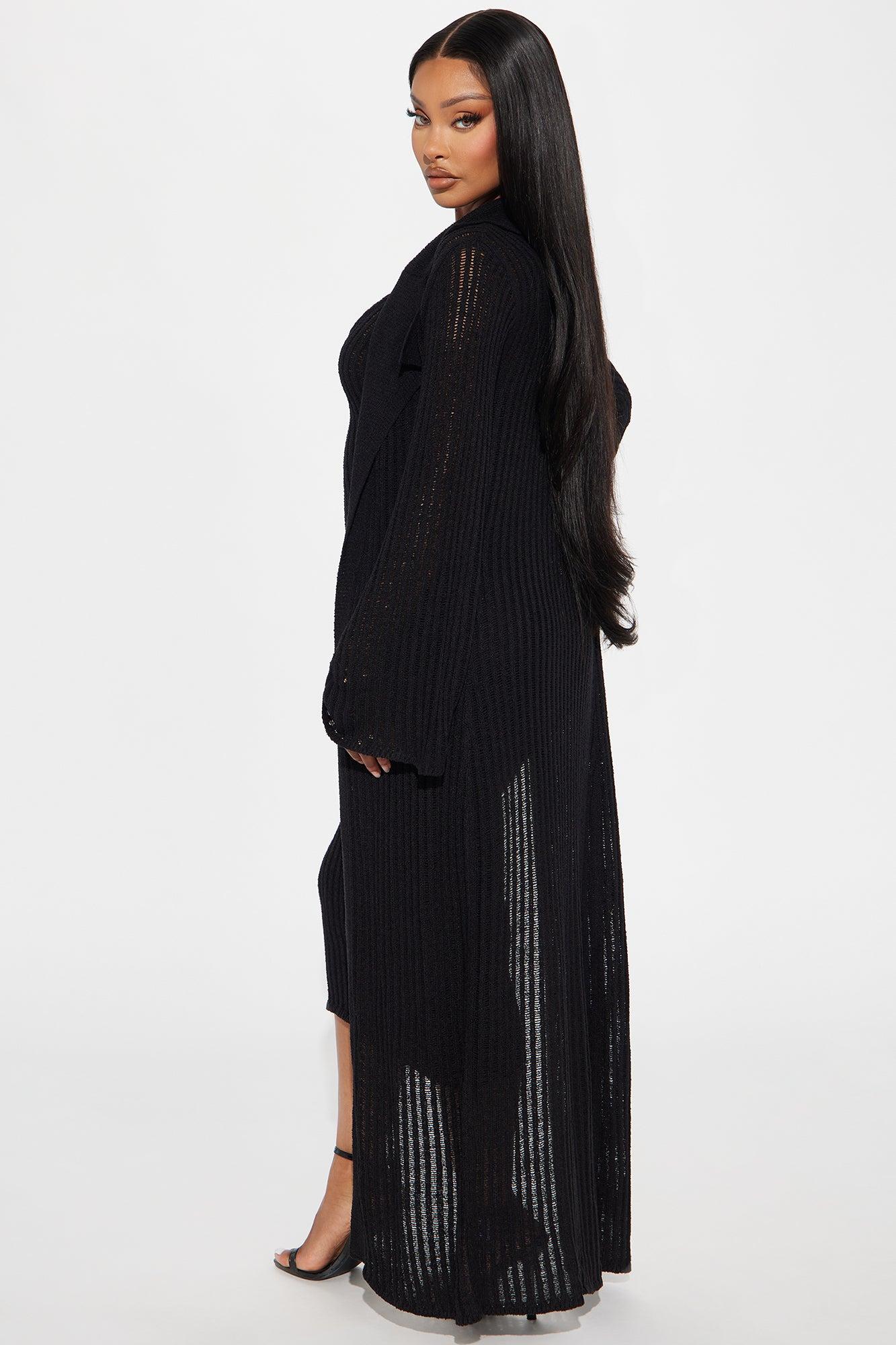 Mia 2 Piece Sweater Maxi Dress Set - Black Product Image