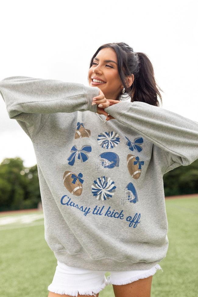 Football Icon Navy and White Light Grey Graphic Sweatshirt Product Image