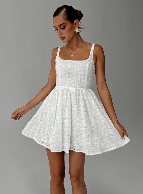 Cartmel Embroidered Mini Dress White Product Image