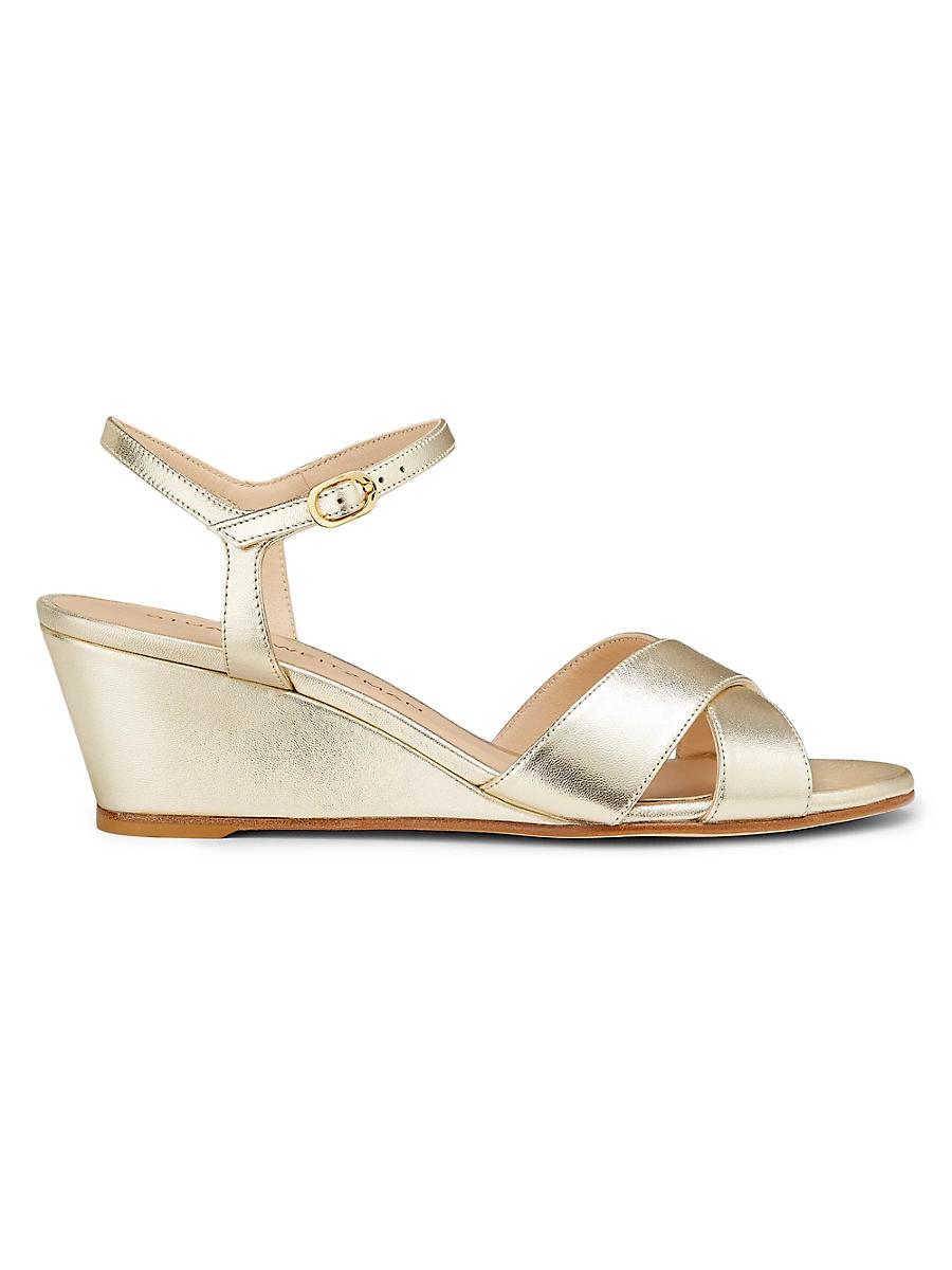 Womens Dayna 50MM Metallic Leather Wedge Sandals Product Image