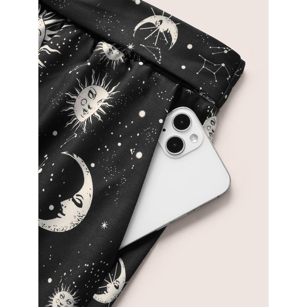 Plus Size Silhouette Floral Print Ties Side Seam Pocket Pants Women BlackFlower Elegant Wide Leg High Rise Everyday Pants BloomChic 18-20/2X Product Image