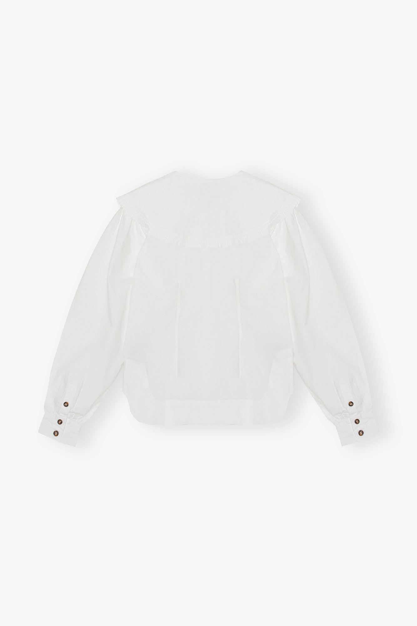 White Frill Collar Poplin Shirt Product Image