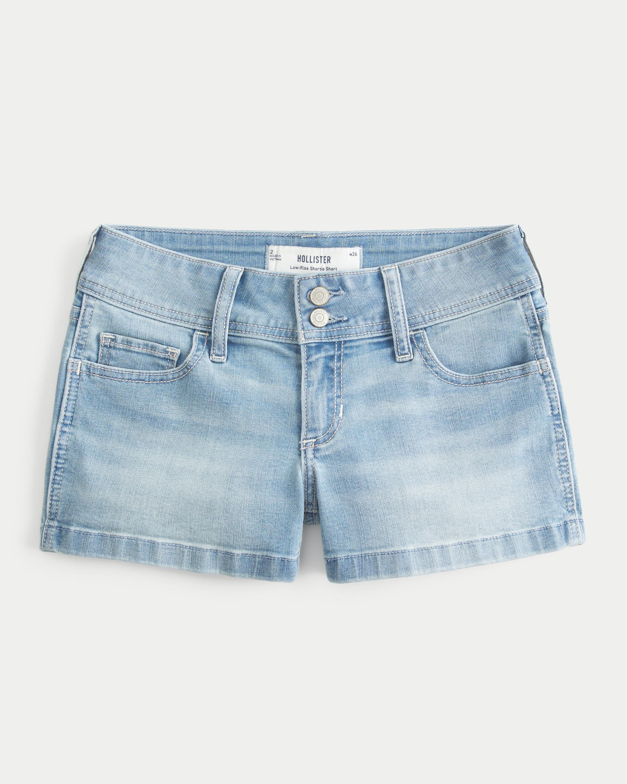 Low-Rise Medium Wash Shortie Shorts Product Image