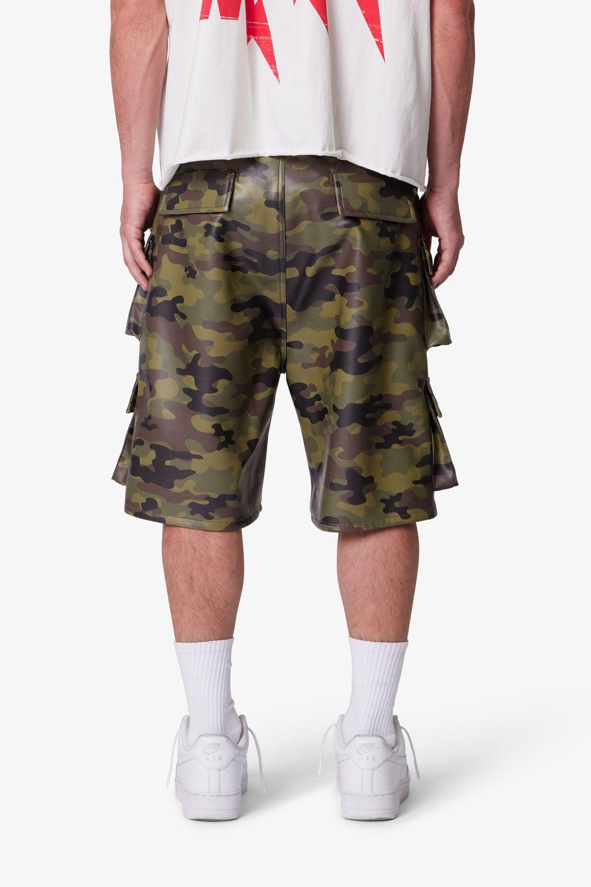 Baggy Leather Cargo Shorts - Camo Product Image