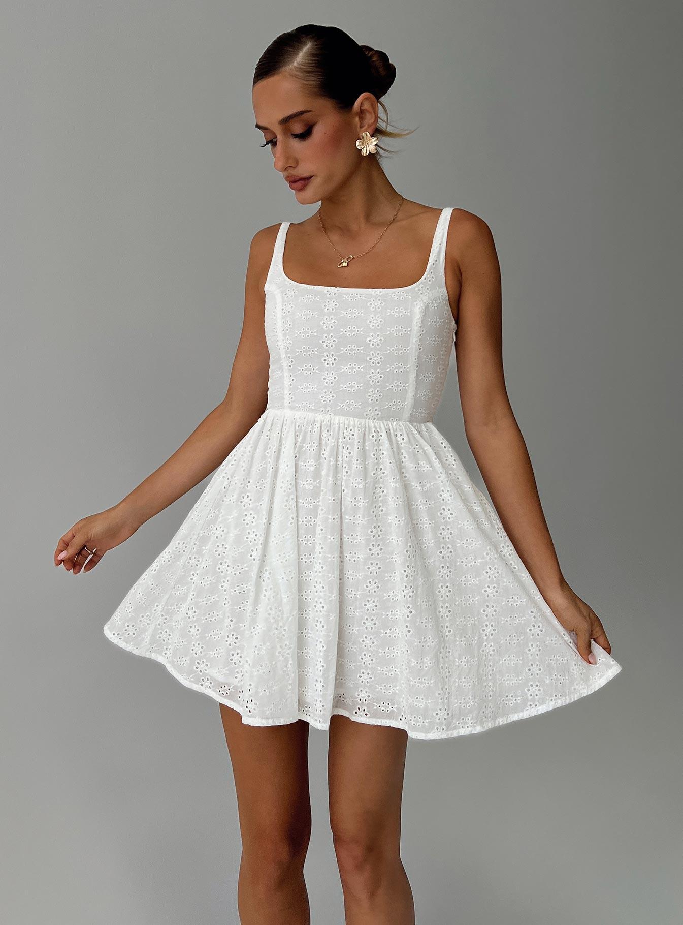 Cartmel Embroidered Mini Dress White Product Image