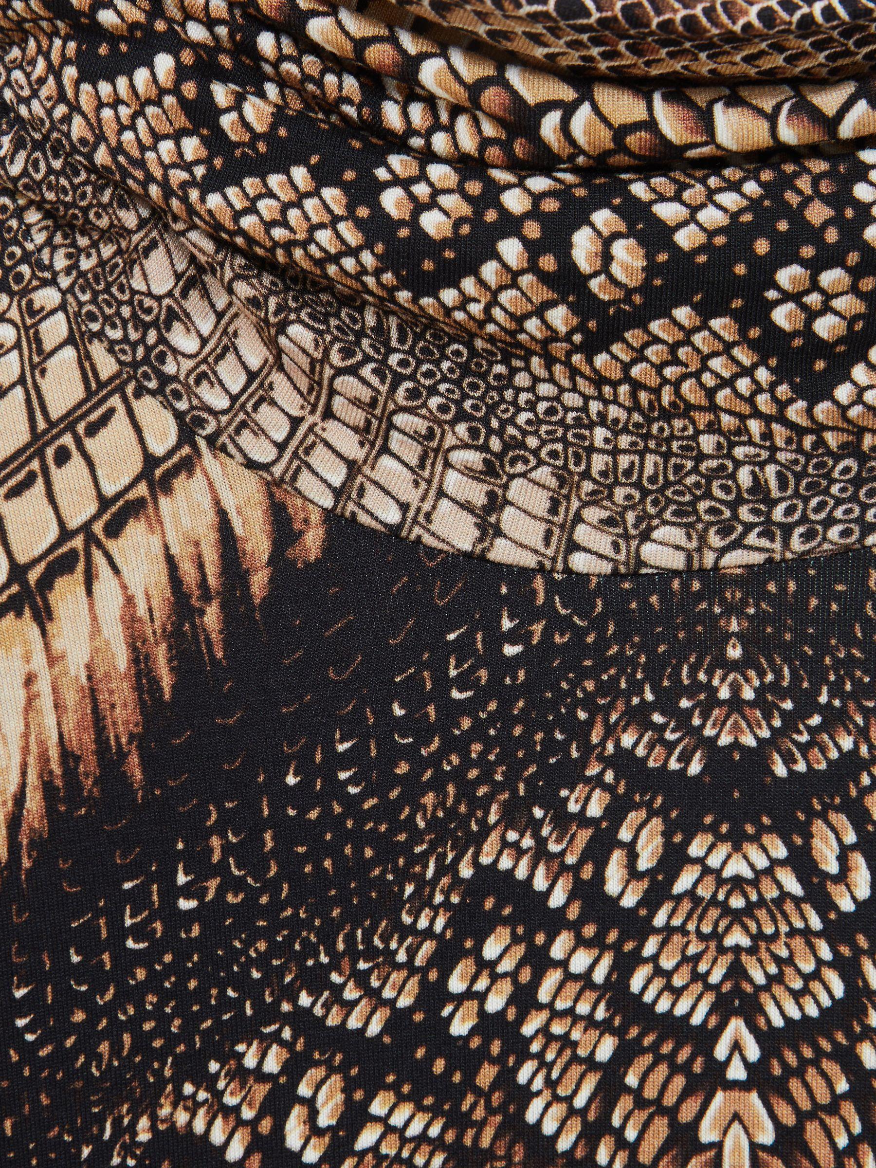 Snake-Print Roll-Neck Top in Brown Product Image