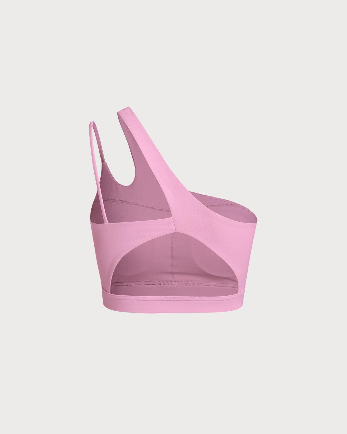 Pink Cropped One Shoulder Yoga Cami Top - Light Support Product Image