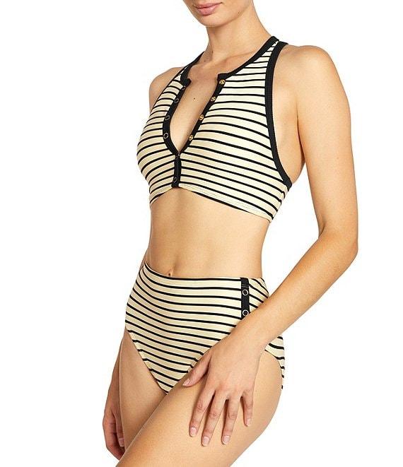 ROBIN PICCONE Parker Stripe High Waist Swim Bottom Product Image
