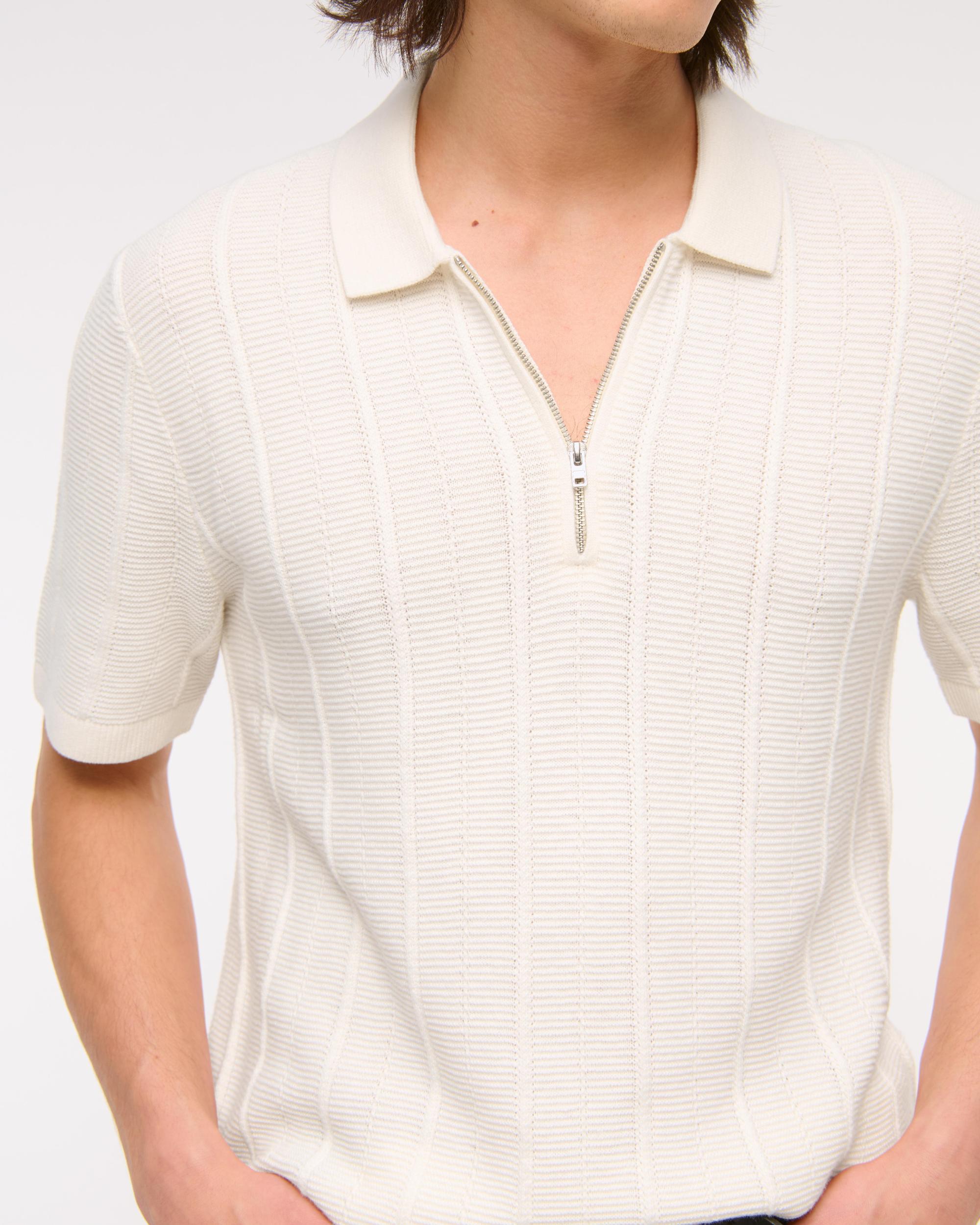 Textural Stripe Zip Sweater Polo Product Image