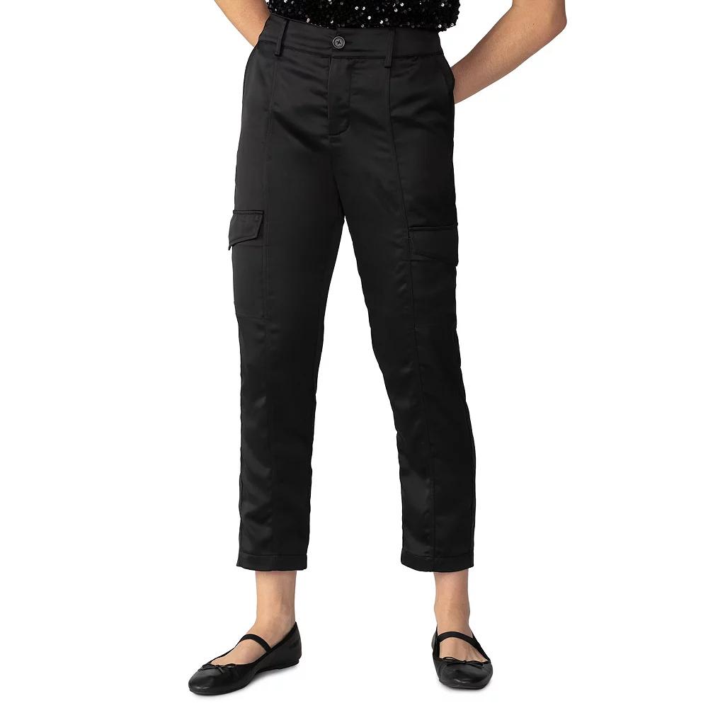 Women's Modern Supply by Sanctuary Uptown Mid-Rise Satin Cargo Pants, Size: 26, Black Product Image