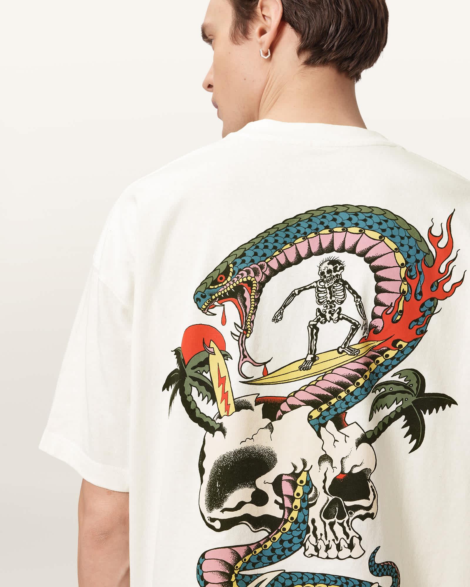 Snakepit Oversized Short Sleeve Graphic T-Shirt Chalk White | ALLSAINTS US Product Image