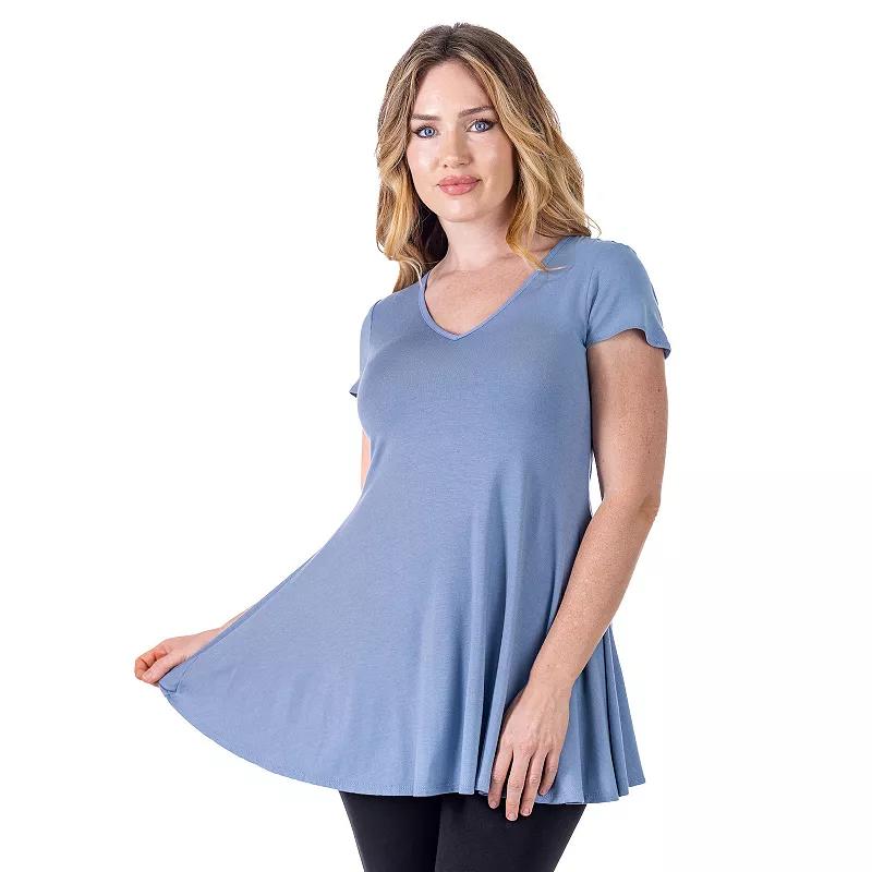 Women's 24Seven Comfort Apparel Loose Fit V Neck Tunic Top,  Product Image