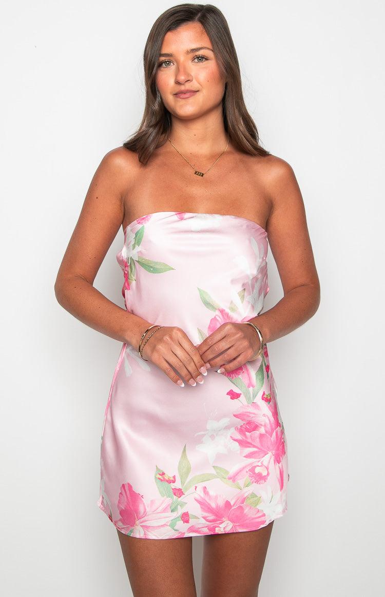 Ellie Pink Floral Strapless Mini Dress Baby Product Image