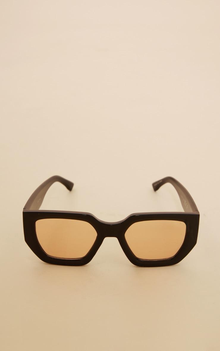 Black Chunky Brown Lens Square Frame Sunglasses Product Image