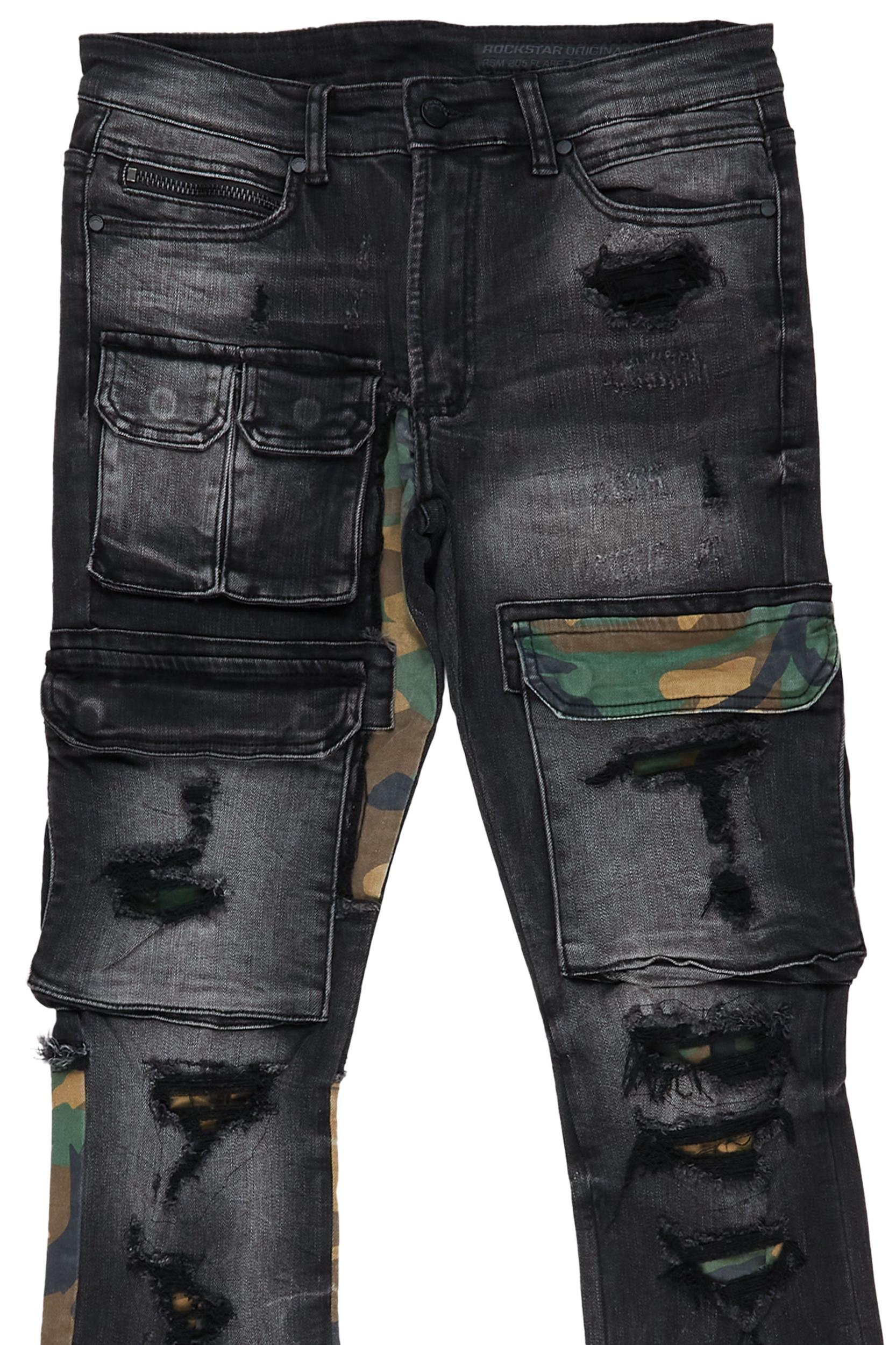 Zeta Grey Stacked Flare Jean Male Product Image
