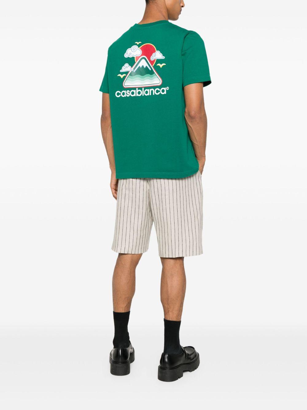 CASABLANCA Mens Montagne Ondulee Brand-print Cotton-jersey T-shirt In Green Product Image